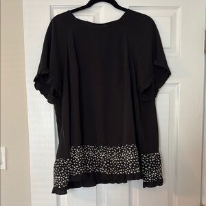 Black Ruffle Sleeve Top